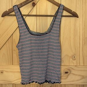 American Eagle Outfitters Navy and White Striped Tank Top